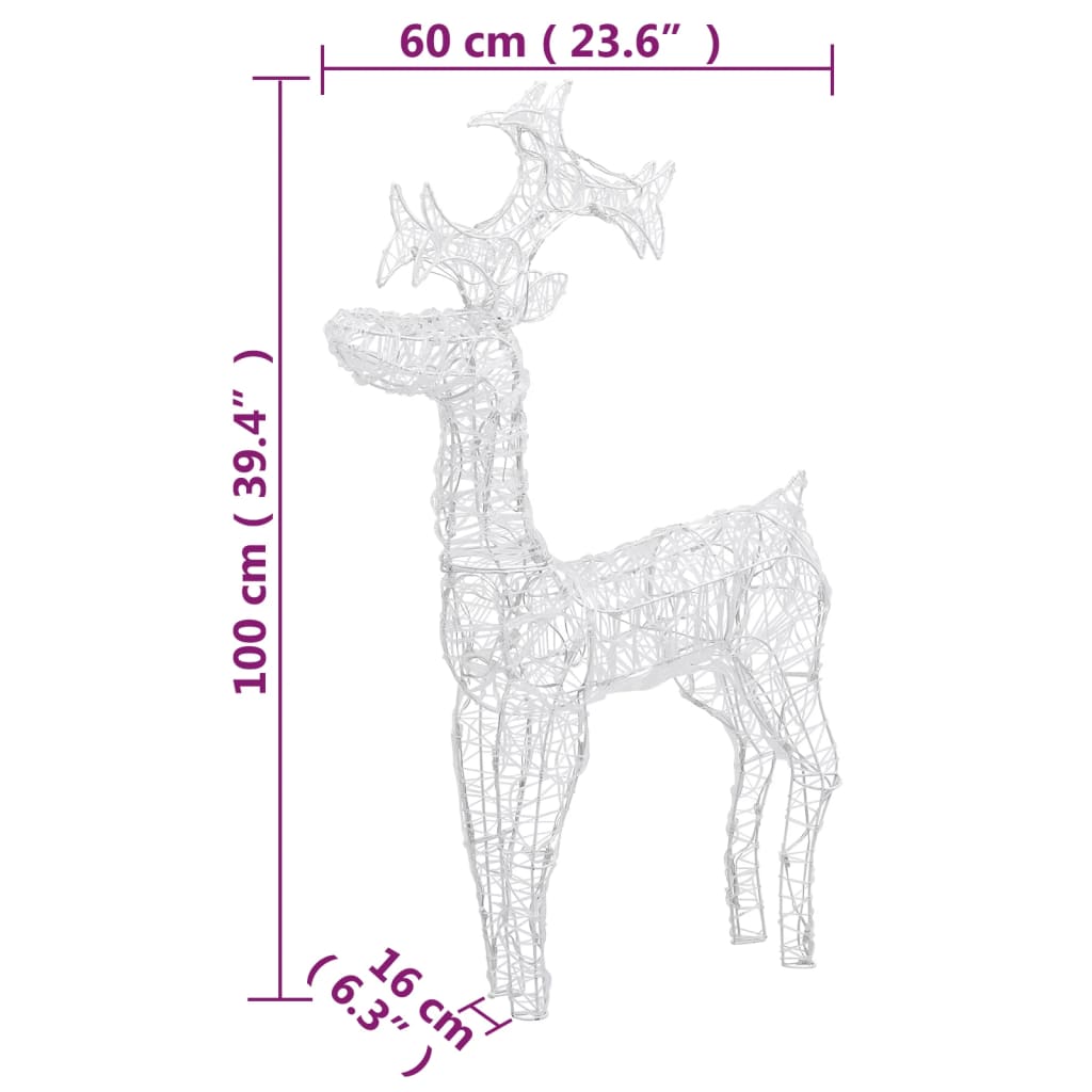 vidaXL Reindeer Christmas Decoration LEDs Pre-Lit Christmas Lighting Acrylic