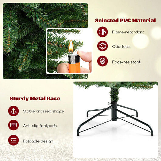 8 FT Corner Artificial Christmas Tree with 1137 Branch Tips and 360 Warm White LED Lights