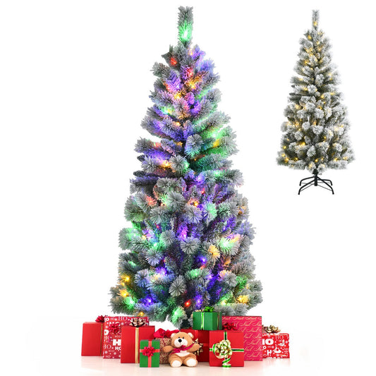 NNECW 1.5M Pre-lit Artificial Christmas Tree with 9 Lighting Modes and 140 Color Changing LED Lights for Decorations