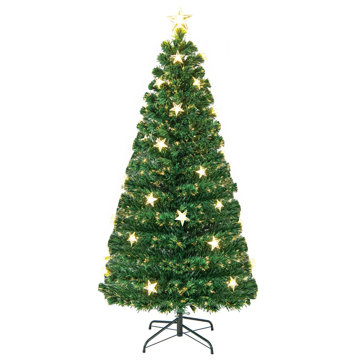 NNECW 150CM/180CM Pre-Lit Christmas Tree with 8 Lighting Modes-1.5M