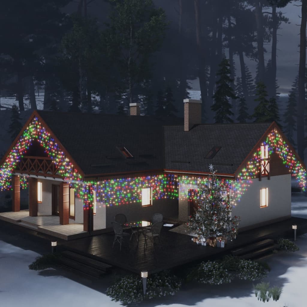 vidaXL Christmas Lighting Outdoor Xmas LED Curtain Icicle Lights with 8 Models